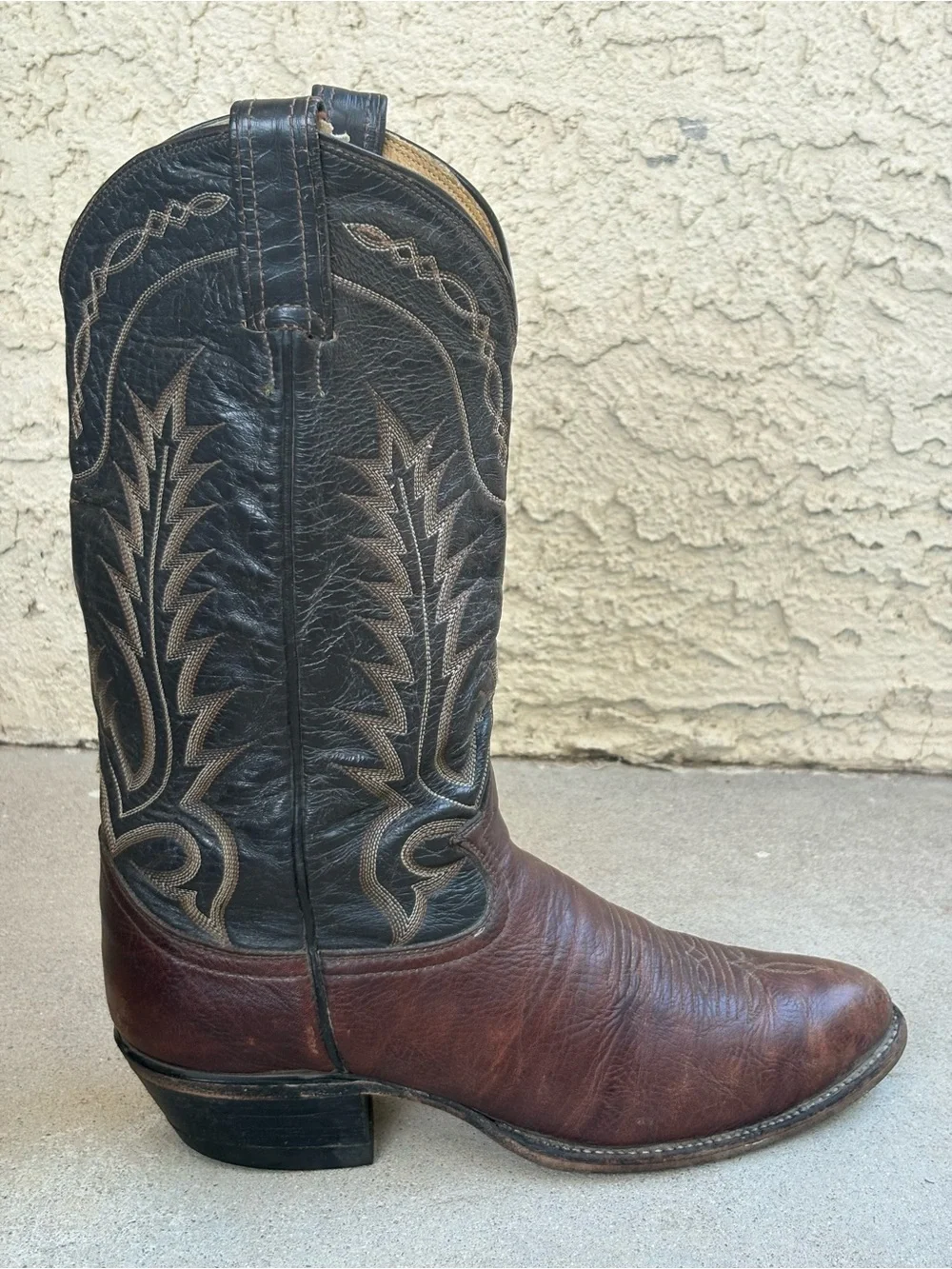 Vintage Black Label Tony Lama Men 8.5 Women 10 Leather Western Cowboy Boots